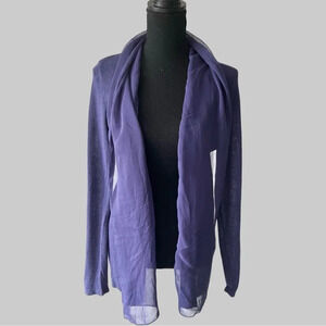 Chico’s Purple Chiffon Collar Open Front  Cardigan